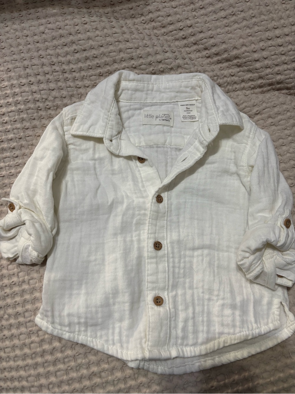Little Planet Cream Button-Down Shirt for Kids
